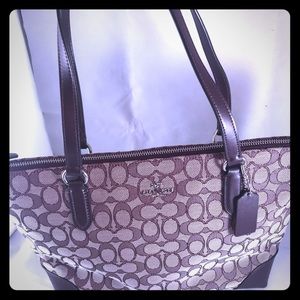 Coach Zip Top Shoulder Tote in Signature Jacquard
